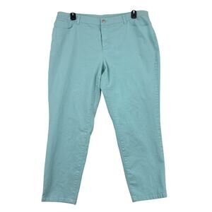 CJ Banks Ankle Crop Jeans Size 20W Aqua Blue Signature Slimming Stretch Denim